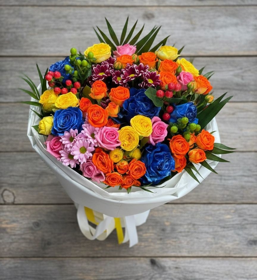 Букет цветов из: Розы и Хризантемы в Изоплите