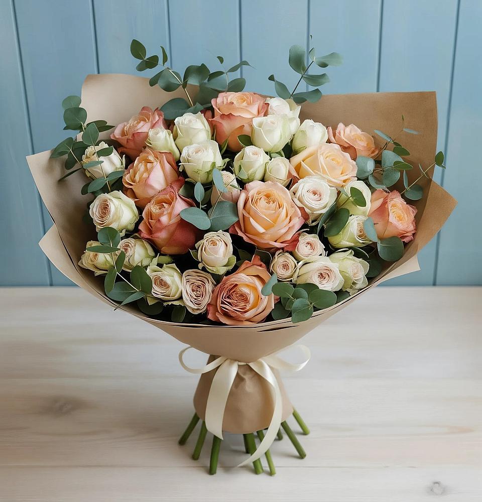 Букет цветов из: Альстромерии и Розы в Изоплите