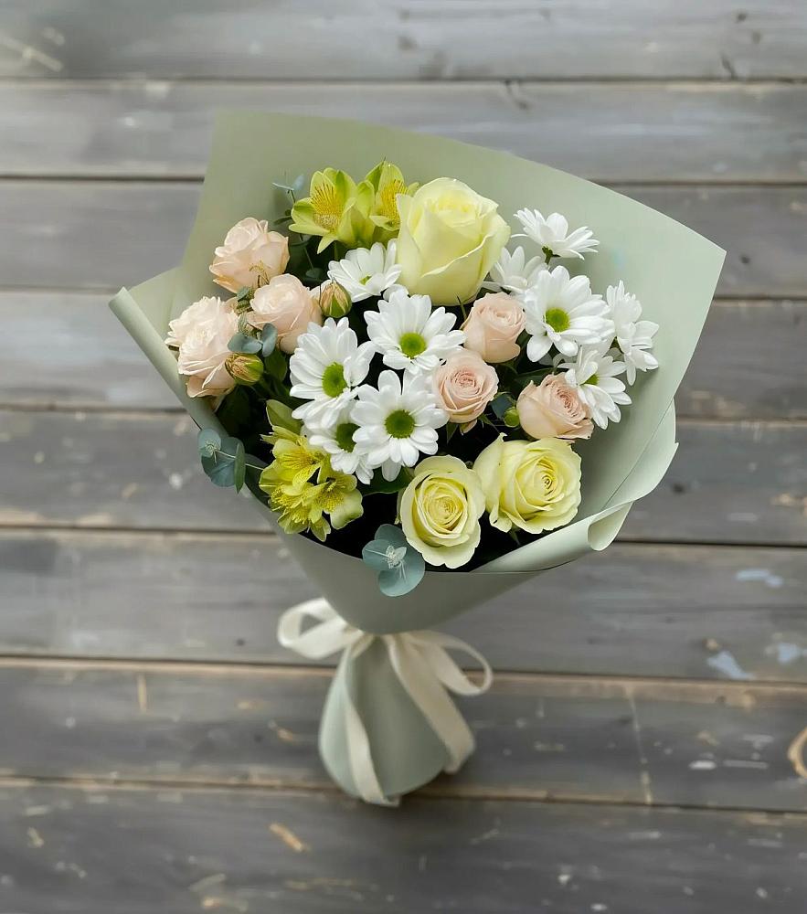 Букет цветов из: Альстромерии, Розы и Хризантемы в Изоплите