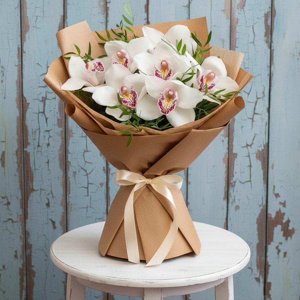 Букет цветов из: Орхидеи и Розы в Изоплите