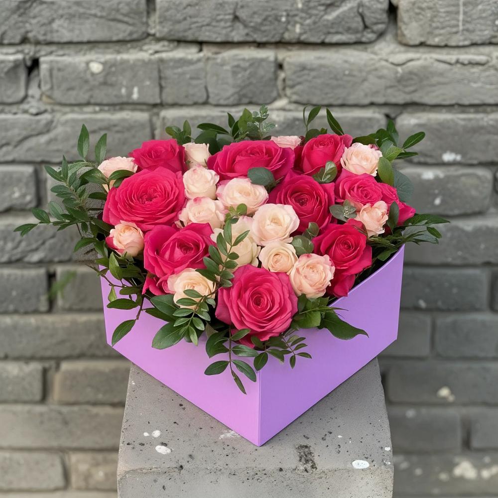 Цветочная композиция из Розы в коробке в Изоплите