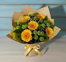 Букет цветов из:  Герберы и Хризантемы в Изоплите