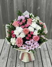 Букет цветов из:  Альстромерии, Гвоздики, Розы и Хризантемы #REPLACE_PRED# Изоплите