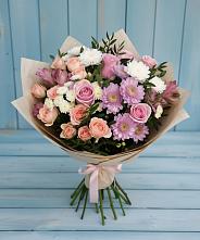 Букет цветов из:  Хризантемы, Розы и Альстромерии #REPLACE_PRED# Изоплите