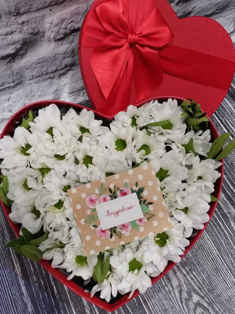 Цветочная композиция из Хризантемы в виде сердца в Изоплите